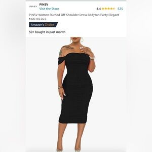 PINSV Women Ruched Off Shoulder Dress Bodycon Party Elegant Midi Dresses